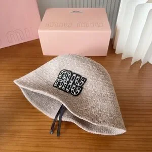 Miu Miu | Accessories | Miu Miu Tan Bucket Hat With Logo  display picture 1